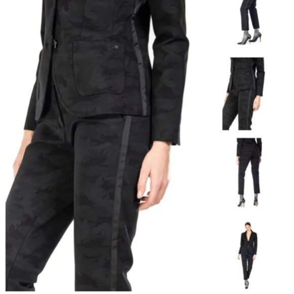 Mason’s New York Slim Stretch Trousers in Black Camo - Picture 1 of 11